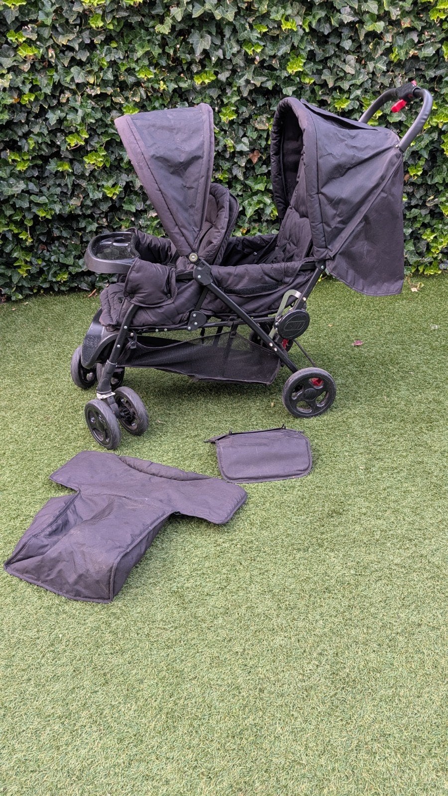 Tweepersoons Buggy - Compact, verstelbaar, zwart, Kinderen en Baby's, Buggy's, Ophalen, Gebruikt, Overige merken, Verstelbare rugleuning