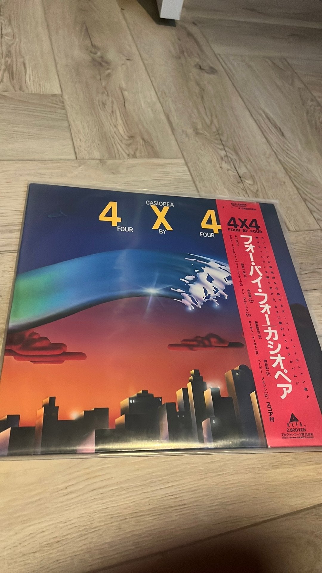 Casiopea - 4x4 (Four by Four) Vinyl LP met OBI Strip, Cd's en Dvd's, Inclusief obi, 1980 - 1989, Ophalen of Verzenden, Zo goed als nieuw