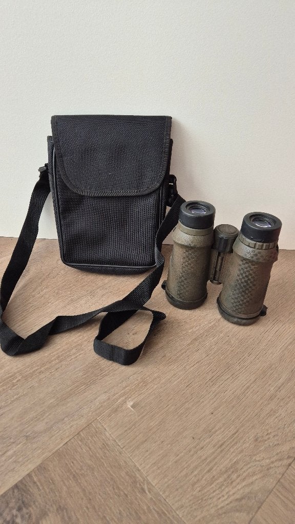 Verrekijker met tas • Overgespoten in camo / khaki, Dakkant (recht), Ophalen of Verzenden, Zo goed als nieuw, 8 tot 12x