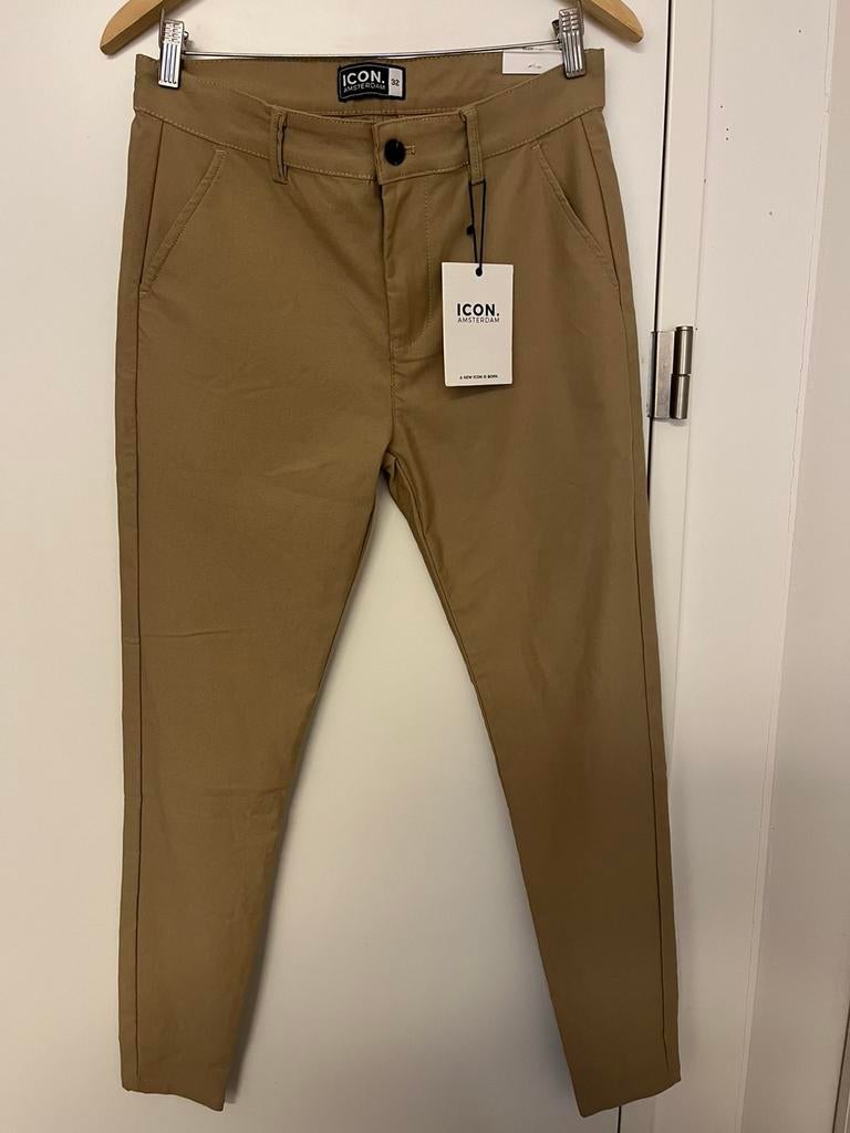 Nieuwe ICON. Amsterdam Chino Broek - Maat 32, Beige, Nieuw, Overige maten, Ophalen of Verzenden