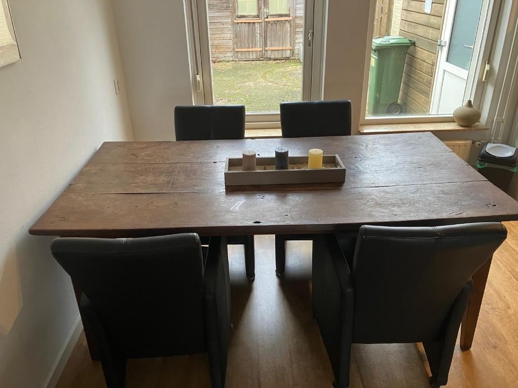 koloniale teakhouten eetkamertafel, Huis en Inrichting, Tafels | Eettafels, Ophalen, Gebruikt, 100 tot 150 cm, Koloniaal