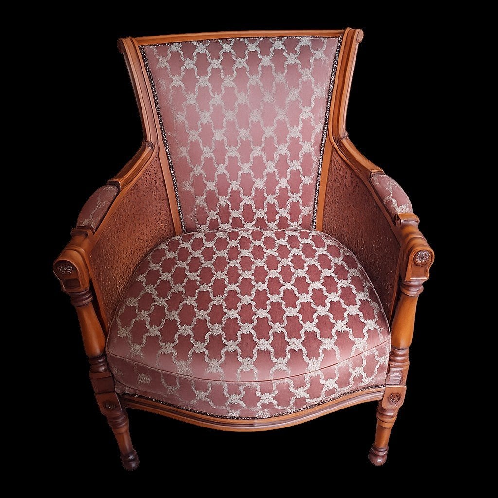 klassieke Franse bergère-fauteuil met webbing. vintage, Antiek en Kunst, Antiek | Meubels | Stoelen en Banken, Ophalen