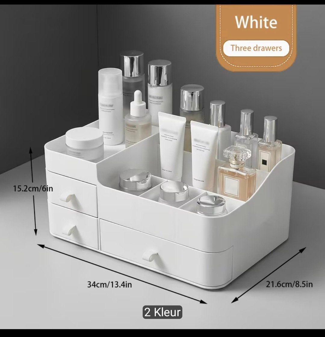 Witte make-up organizer met lades en vakken, Ophalen of Verzenden, Zo goed als nieuw, Wit, Hardcase