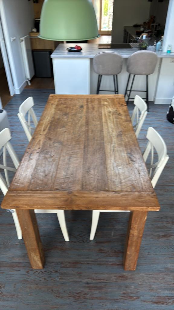 Massief Houten (eet)tafel 180cm, Ophalen, Gebruikt, Minder dan 4 stoelen