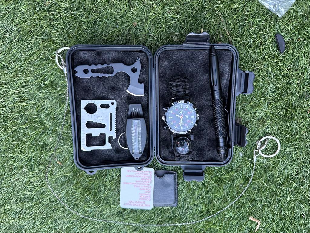 Survival Kit Outdoor Gereedschap Set in Waterdichte Box, Ophalen of Verzenden, Nieuw