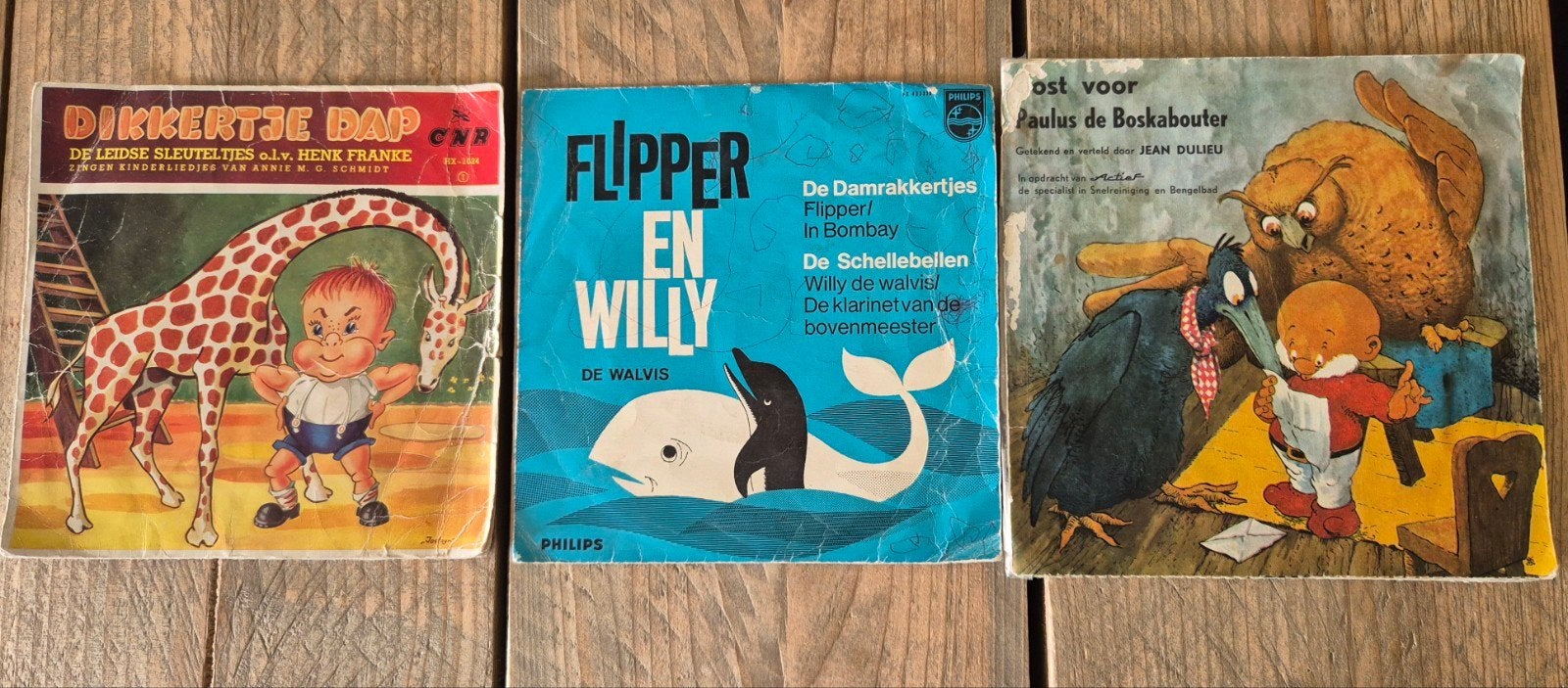Singeltjes Dikkertje Dap, Flipper en Paulus de Boskabouter., Ophalen of Verzenden