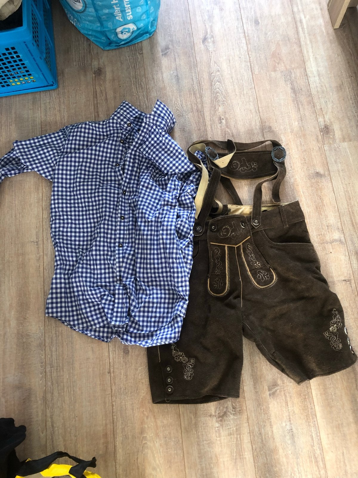 Lederhose met geruit overhemd - Oktoberfest outfit, Kleding | Heren, Overige maten, Ophalen of Verzenden, Kleding, Overige thema's