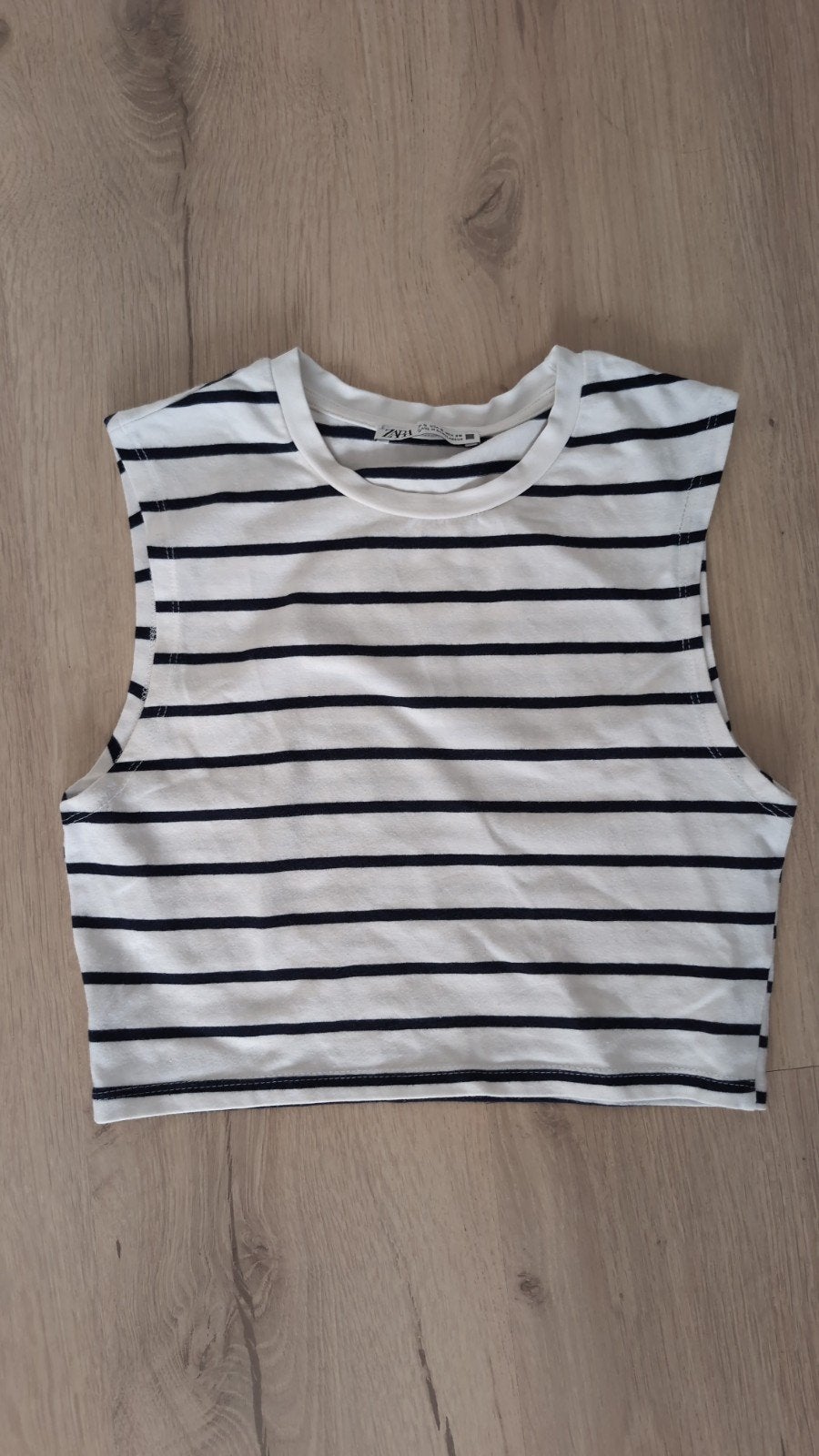 Zara gestreepte crop top maat S, Ophalen of Verzenden, Zo goed als nieuw, Wit, Zara