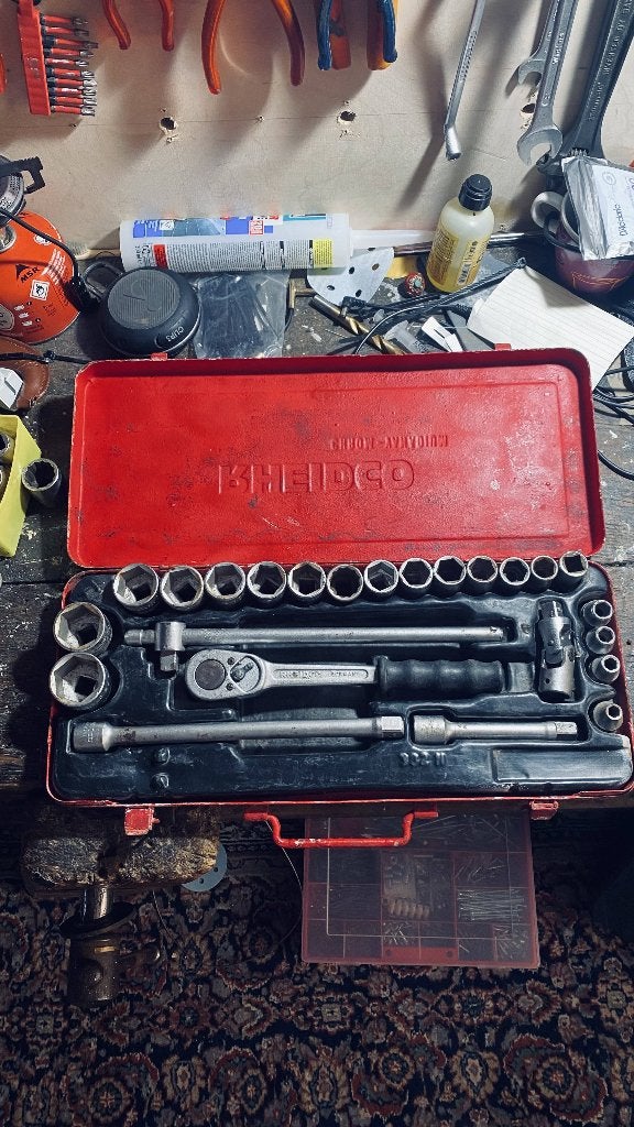 Rheidco doppenset / ratel 1/2", Ophalen of Verzenden, Gebruikt