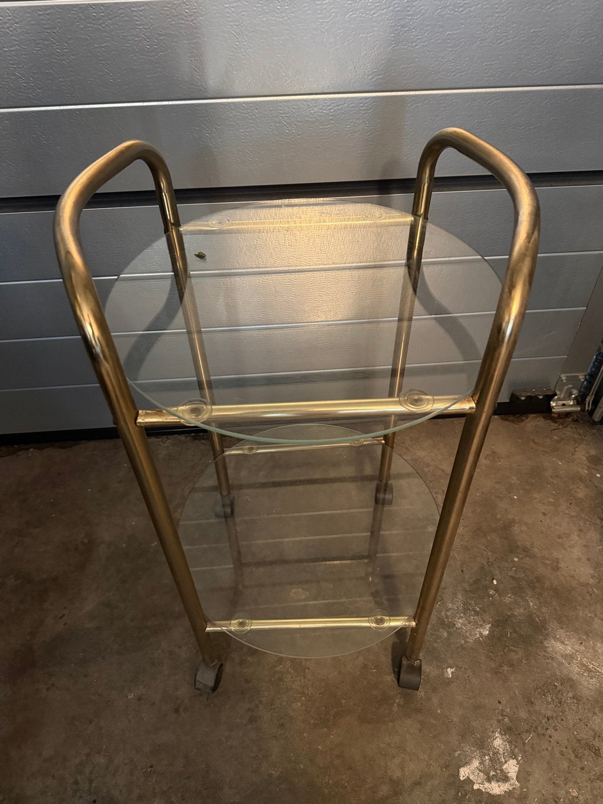 Gouden serveerwagen met glazen planken, Ophalen, Gebruikt