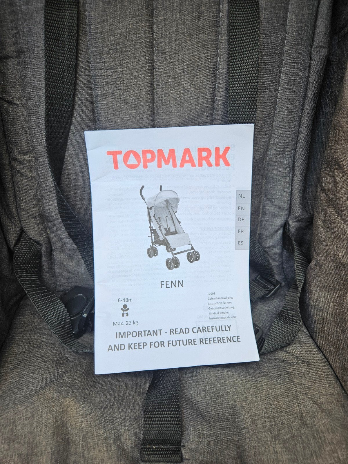 Topmark Fenn Buggy - Grijs - gebruikt, Kinderen en Baby's, Buggy's, Ophalen, Zo goed als nieuw, Overige merken, Verstelbare rugleuning