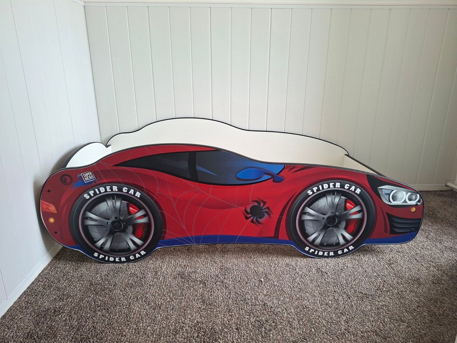 Stoere Spiderman kinderbed, Ophalen, 70 tot 85 cm, Zo goed als nieuw, Lattenbodem