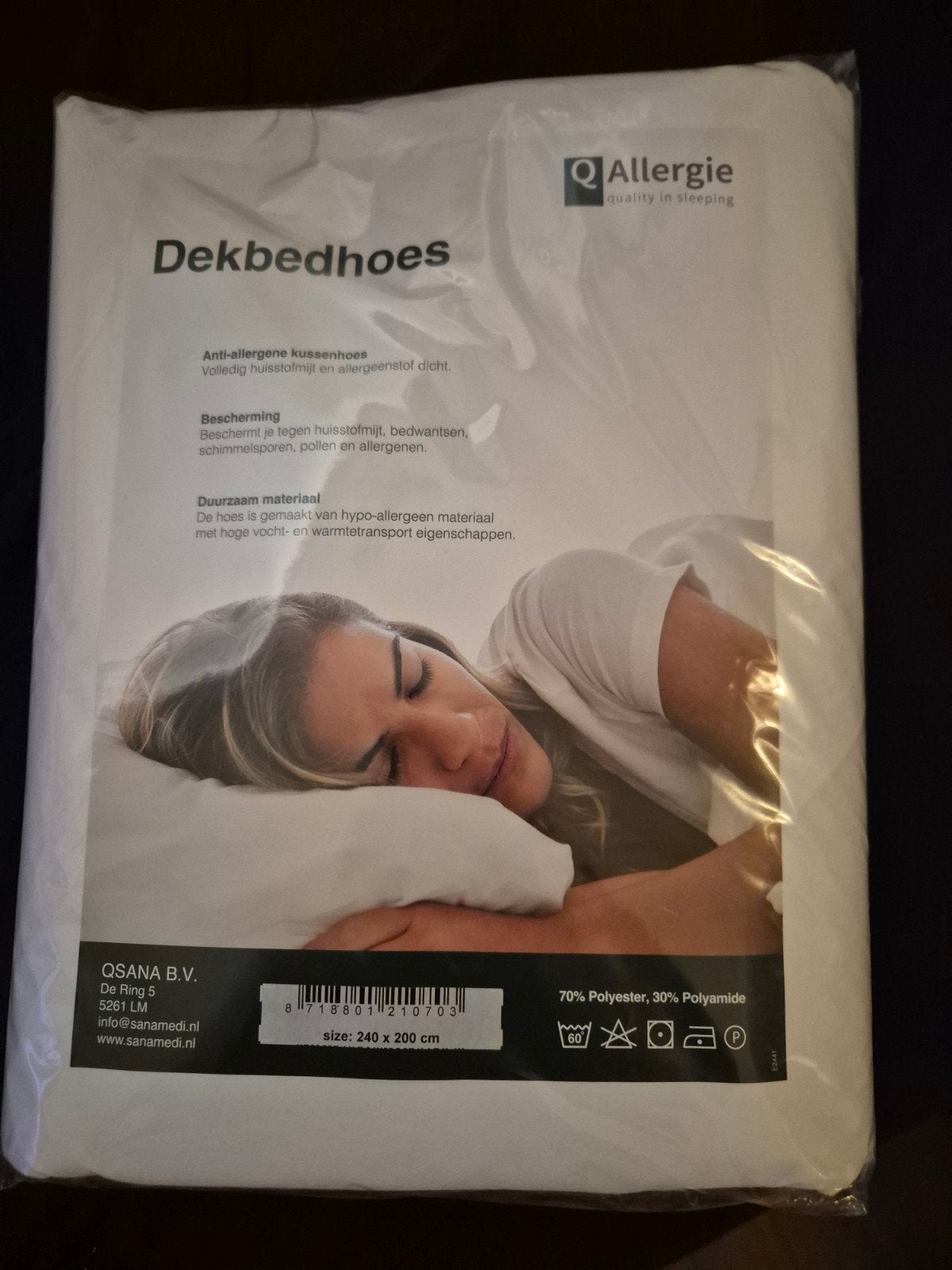 Q Allergie Dekbedhoes 240x200 cm - Anti-allergeen, Ophalen, Eenpersoons, Wit, Dekbedovertrek
