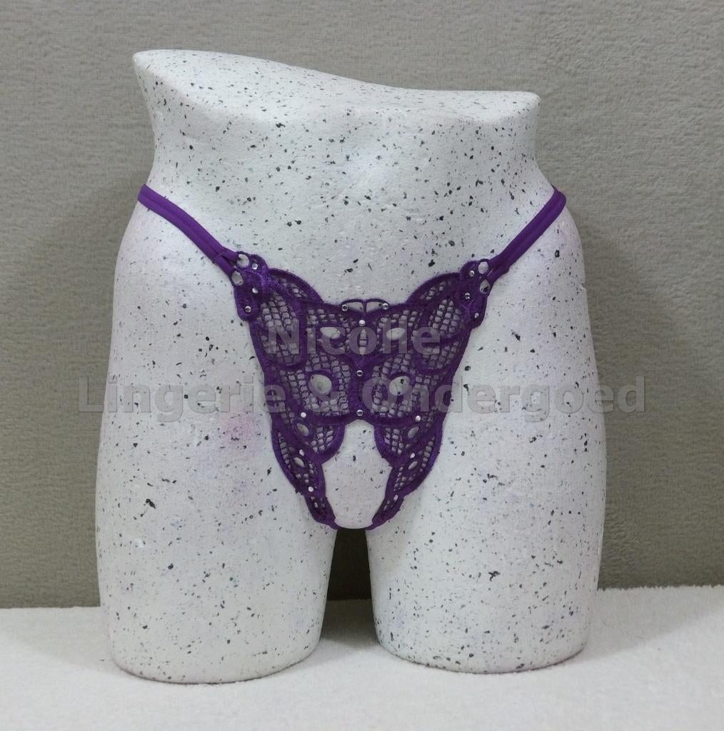 String met open kruisje S/M Gratis Verzending (318), Kleding | Dames, Ondergoed en Lingerie, String, Overige kleuren, Ophalen of Verzenden