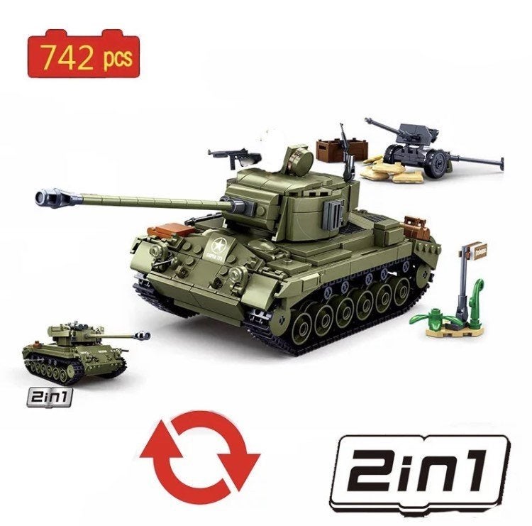 🎁 WW2 Bouwstenen - I15 - Amerikaanse M26 Tank 2 in 1 🎁, Verzenden, Nieuw