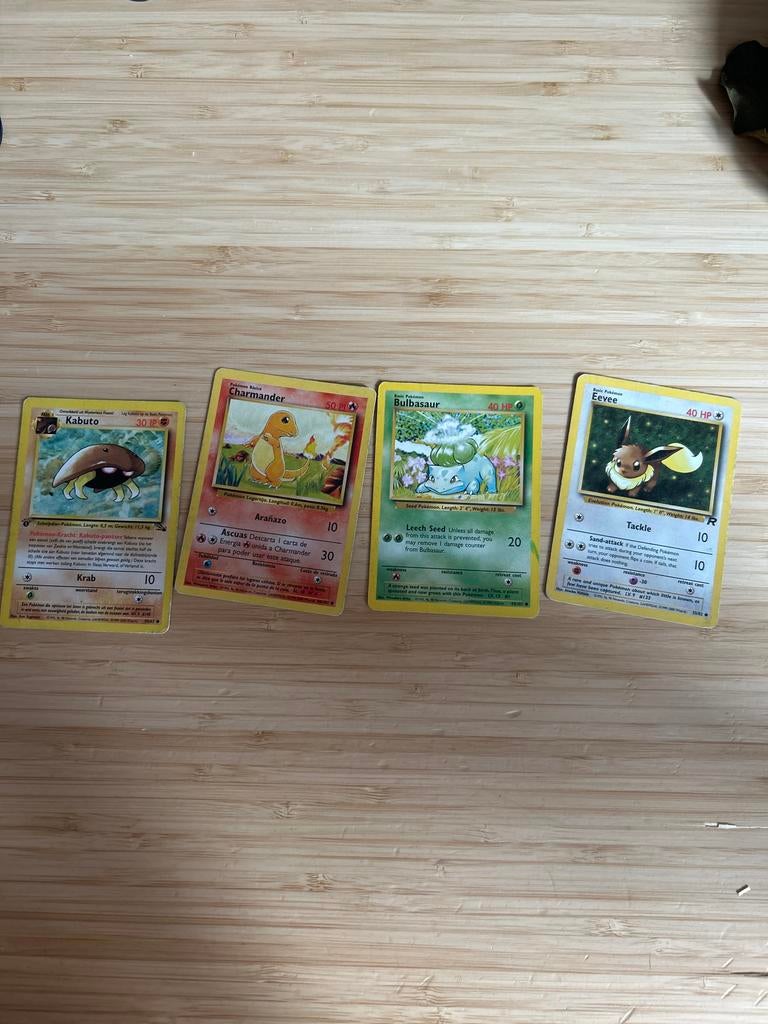 4 zeldzame Pokémon kaarten uit 1995 - Goede staat, Hobby en Vrije tijd, Verzamelkaartspellen | Pokémon, Ophalen of Verzenden, Gebruikt