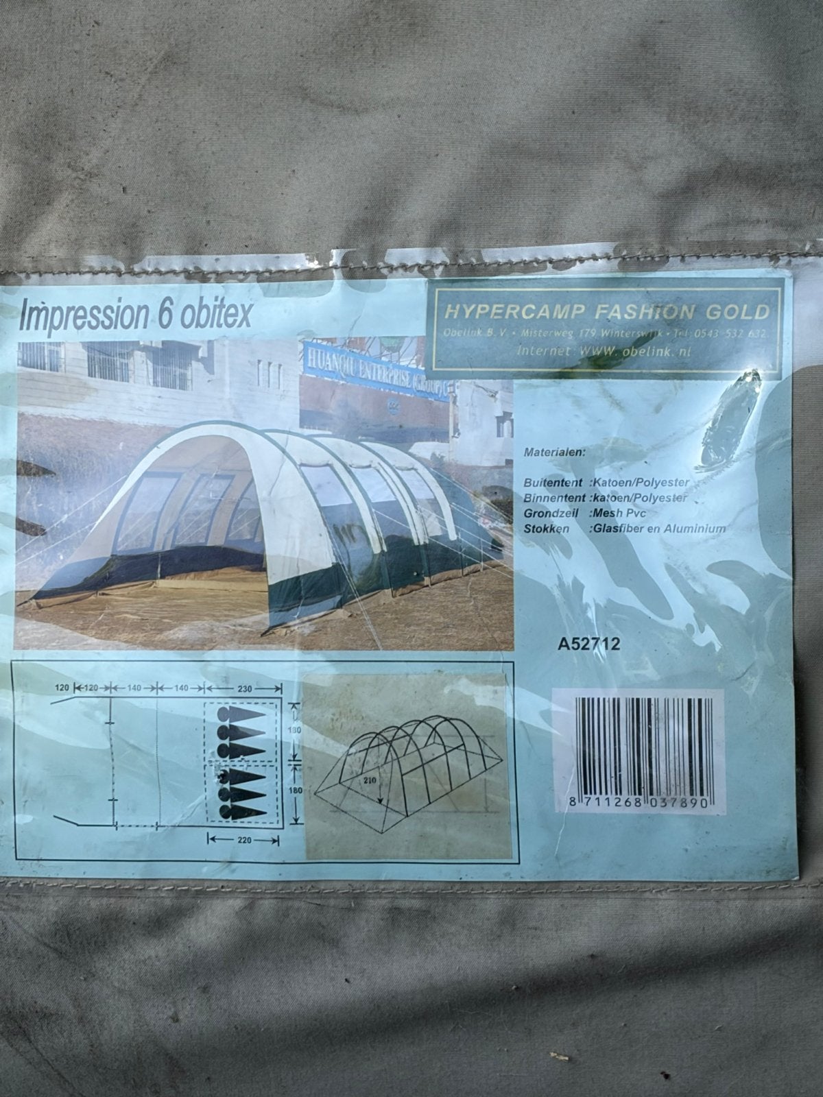 Hypercamp Fashion Gold Impression 6 Obitex Tent, Ophalen, Gebruikt, Tot en met 6
