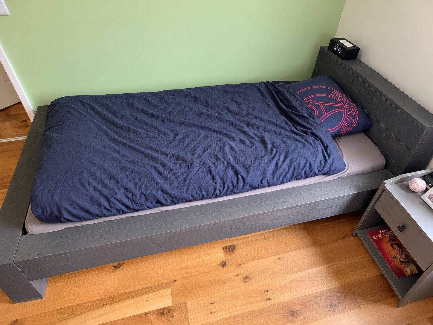 DutchWood Blokbed Kids 90x200 – stoer houten bed – grijs, Ophalen, 90 cm, Eenpersoons, Zo goed als nieuw