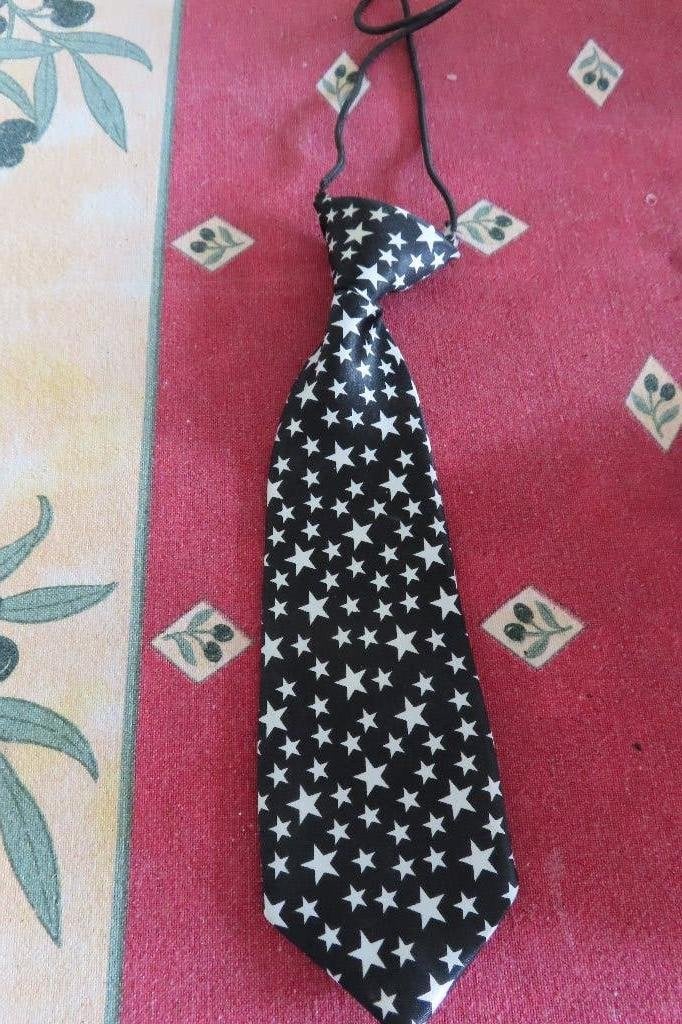 stropdas met sterretjes donkerblauw + hanger met een beertje, Verzenden, Zo goed als nieuw, Overige materialen