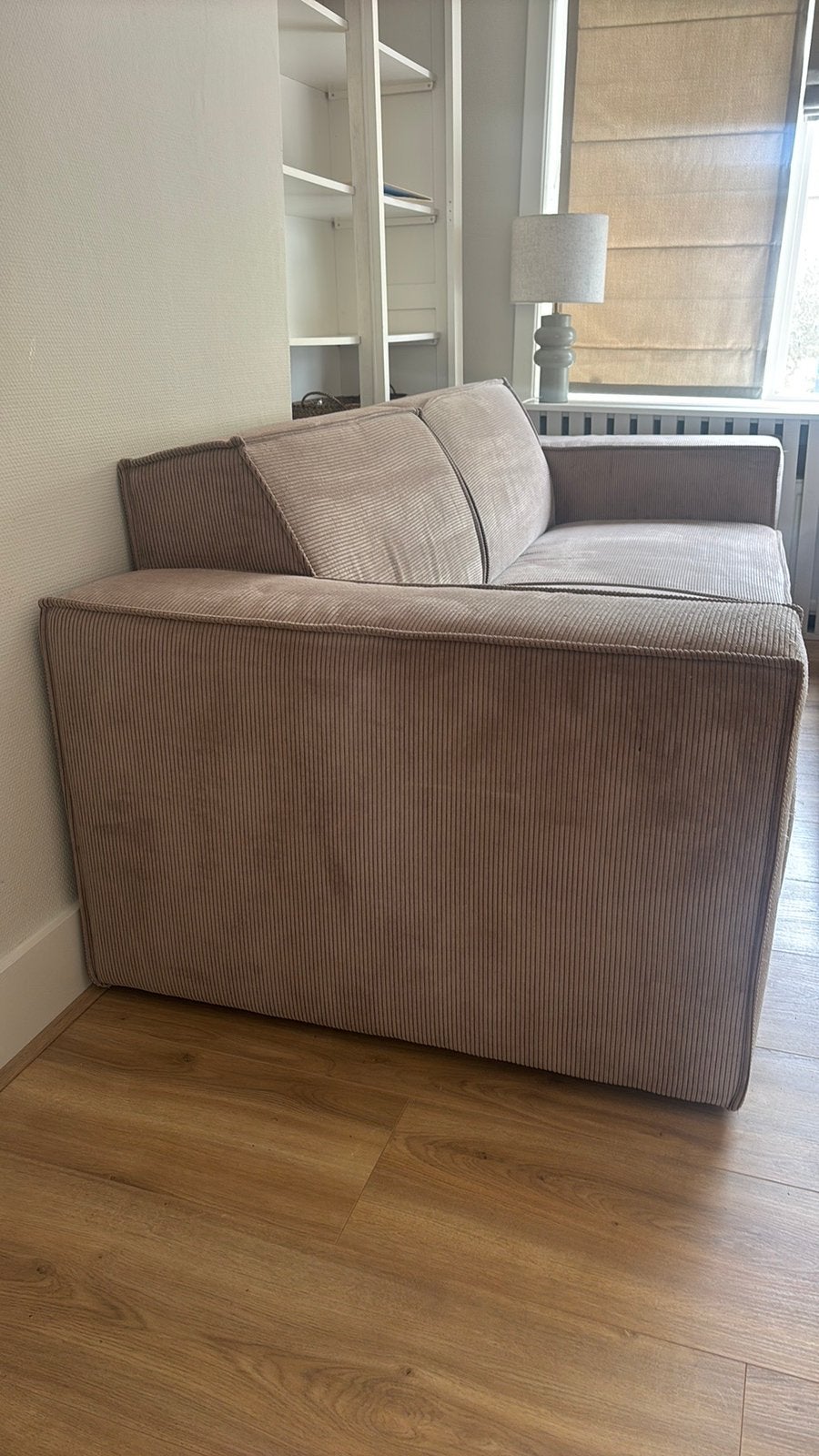 Elementenbank bruin/taupe met hocker, Ophalen, Driepersoons, 75 tot 100 cm, Zo goed als nieuw