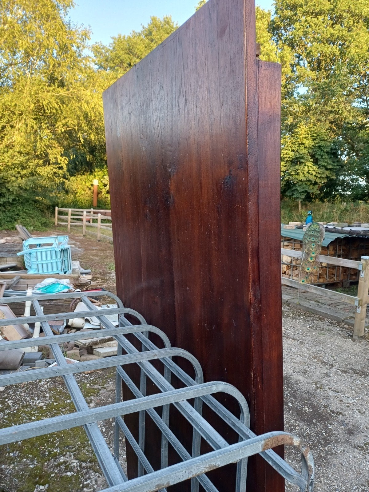 vintage eettafel hardhout (eiken?), Ophalen, Gebruikt, 200 cm of meer, 50 tot 100 cm