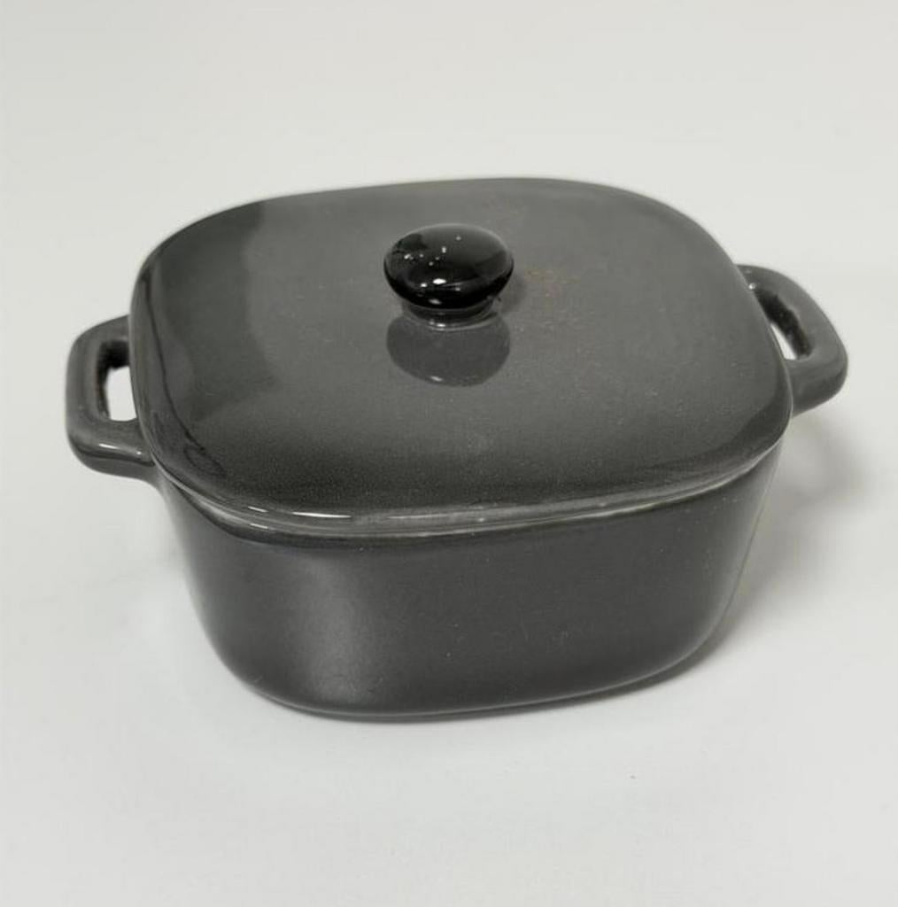 Mini Ovenschaal / Stoofpan met Deksel – Keramiek Donkergrijs, Keramiek, Ophalen of Verzenden, H, H