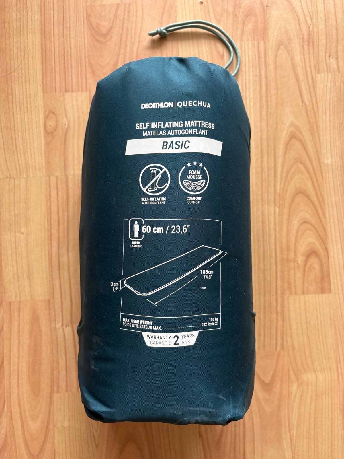 Quechua Basic Zelfopblaasbaar Slaapmatje - 1 Persoons, Ophalen, Gebruikt, 1-persoons
