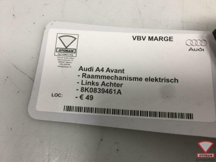 audi a4 raammechanisme elekt. links achter 8k0839461a, Gebruikt, AUDI AG, Auto-Union-Strasse 1
85045  Ingolstadt, DE, Kundenbetreuung@audi.de