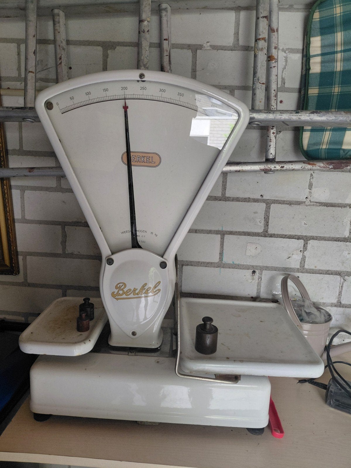 Vintage Berkel Weegschaal - Wit Emaille, Ophalen