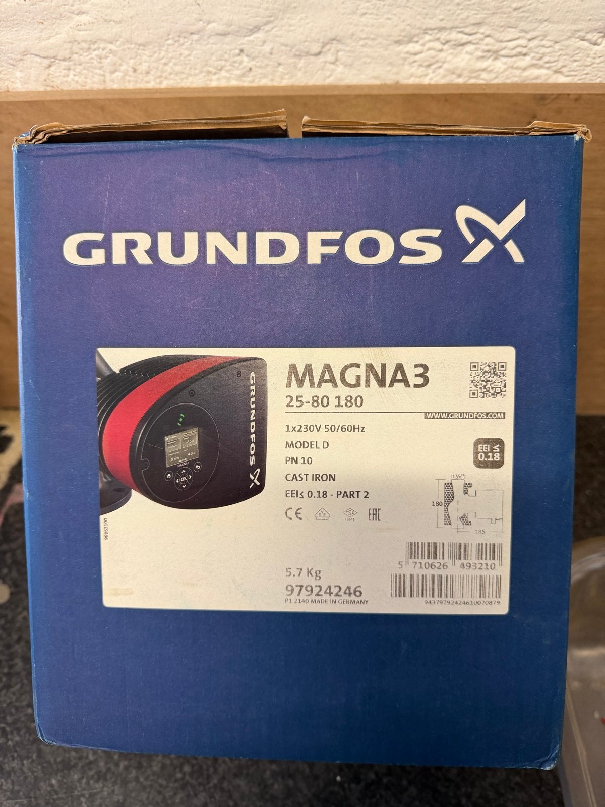 Grundfos MAGNA3 25-80 180 Circulatiepomp, Ophalen of Verzenden, Nieuw