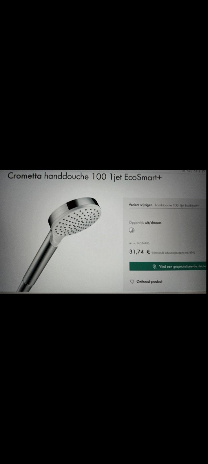 Hansgrohe Crometta EcoSmart douchekop, Ophalen of Verzenden, Nieuw, Chroom, Douche