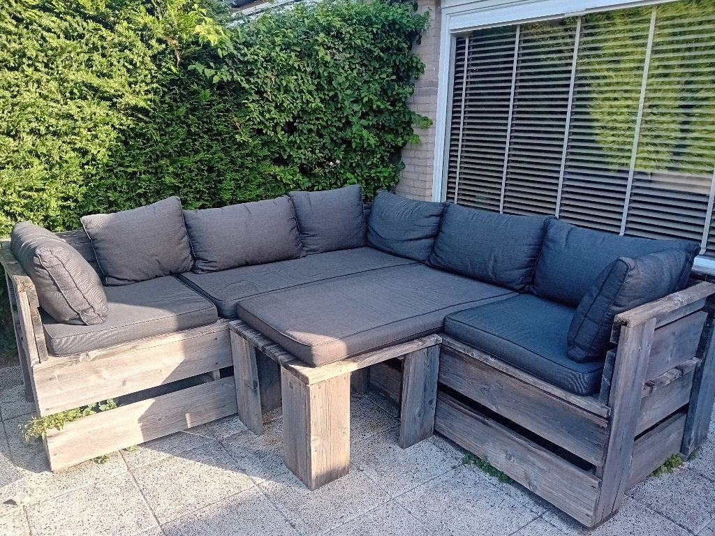 Complete set kussens voor loungebank in donkergrijs, Ophalen, Gebruikt, Overige typen, Grijs