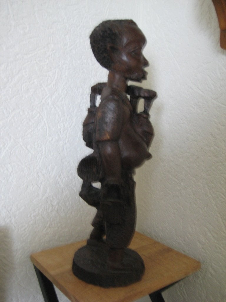 6 Afrikaanse beelden. Afrikaans houtsnijwerk !, Antiek en Kunst, Hout, Bruin, Afrika, Handgemaakt