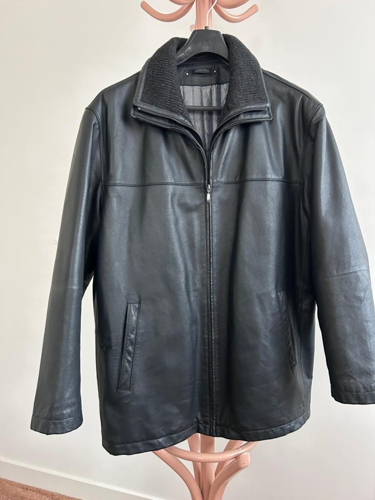 Zwart leren jas van C&A - Angelo Litrico maat 58, Ophalen of Verzenden, Zo goed als nieuw, Maat 56/58 (XL), Zwart
