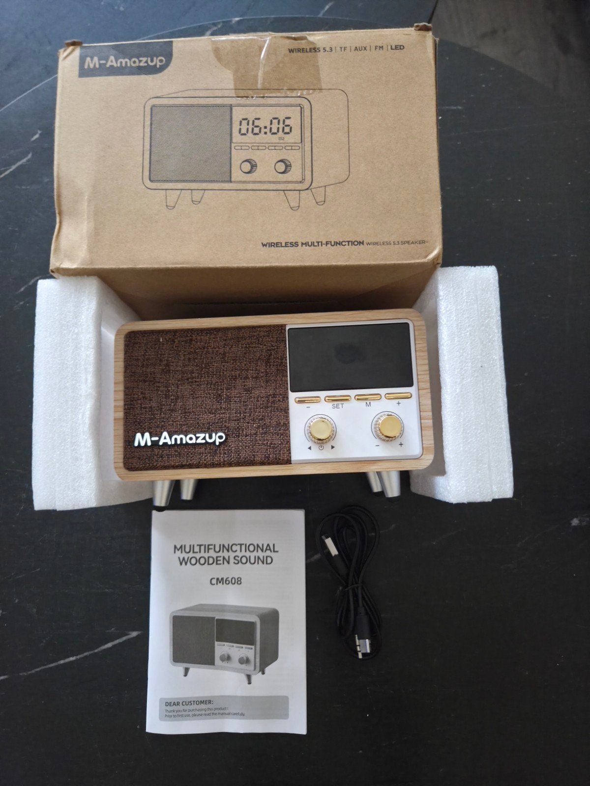 M-Amazup Multifunctionele Houten Radio met Bluetooth, Verzenden, Nieuw, Radio