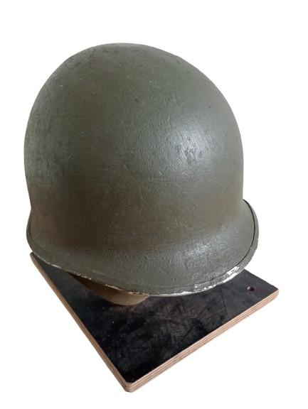 Amerikaanse M-1 helm met naam., Verzamelen, Ophalen of Verzenden, Amerika, Helm of Baret