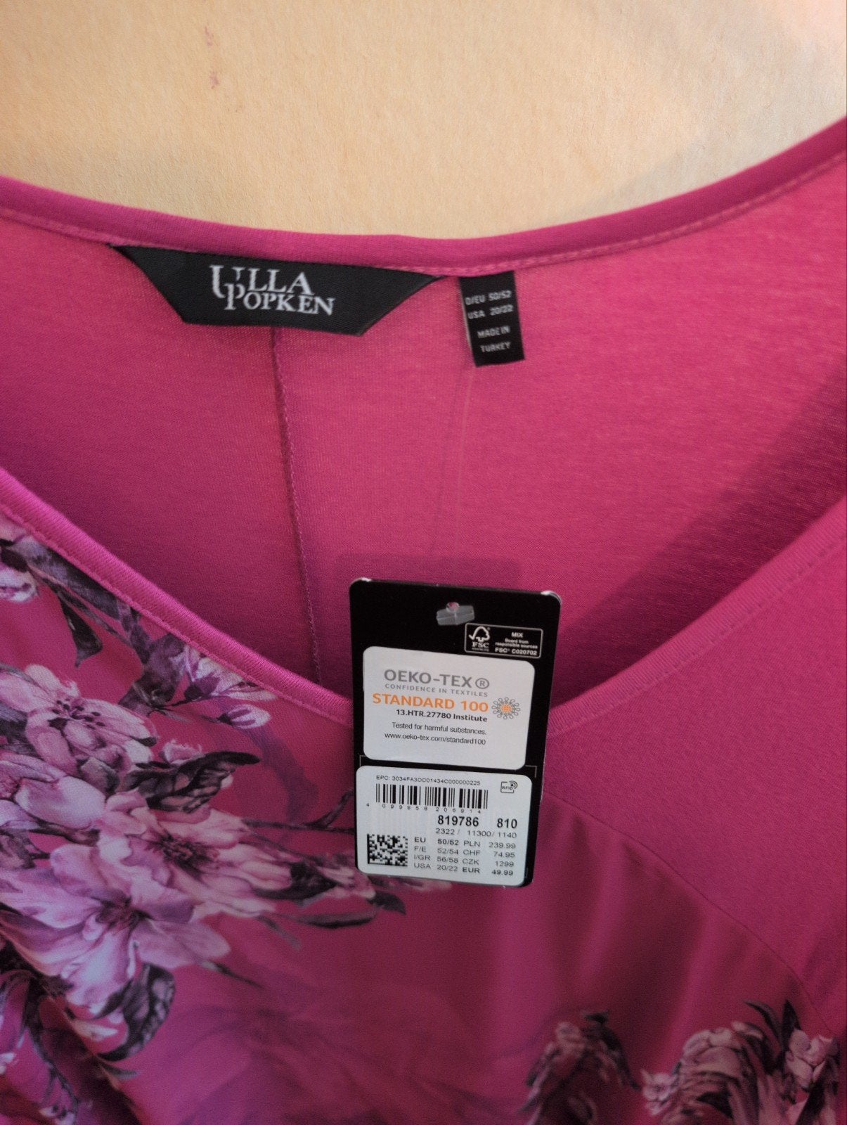Nieuw jurkje tot over de knie met kaartje, Maat 46/48 (XL) of groter, Nieuw, Ulla Popken, Ophalen of Verzenden