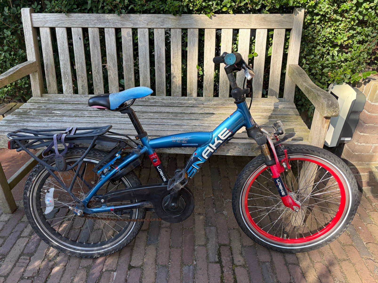 Loekie snake blauwe fiets 20 inch, Fietsen en Brommers, Fietsen | Jongens, Ophalen, Gebruikt, 20 inch