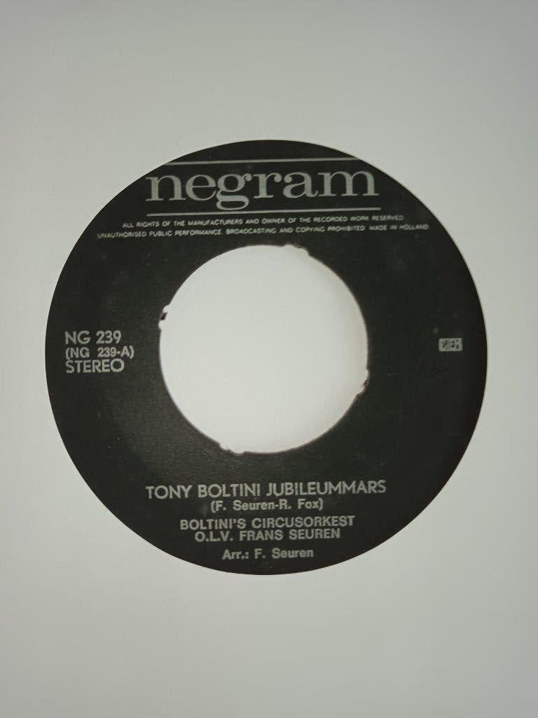 Boltini`s Circusorkest - Tony Boltini Jubileummars  (Negram), Gebruikt, 7 inch, Ophalen of Verzenden, Overige typen