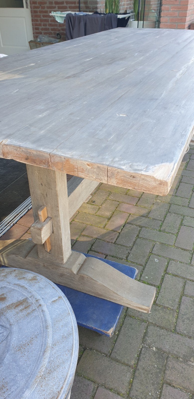 Teakhouten Kloostertafel, br 240 cm, Ophalen