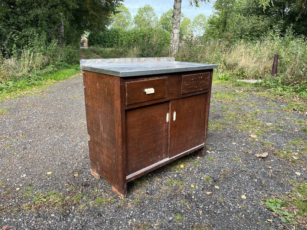 Vintage Franke keukenblok met spoelbak (opknapper), Ophalen, Gebruikt, Bruin, 75 cm of meer