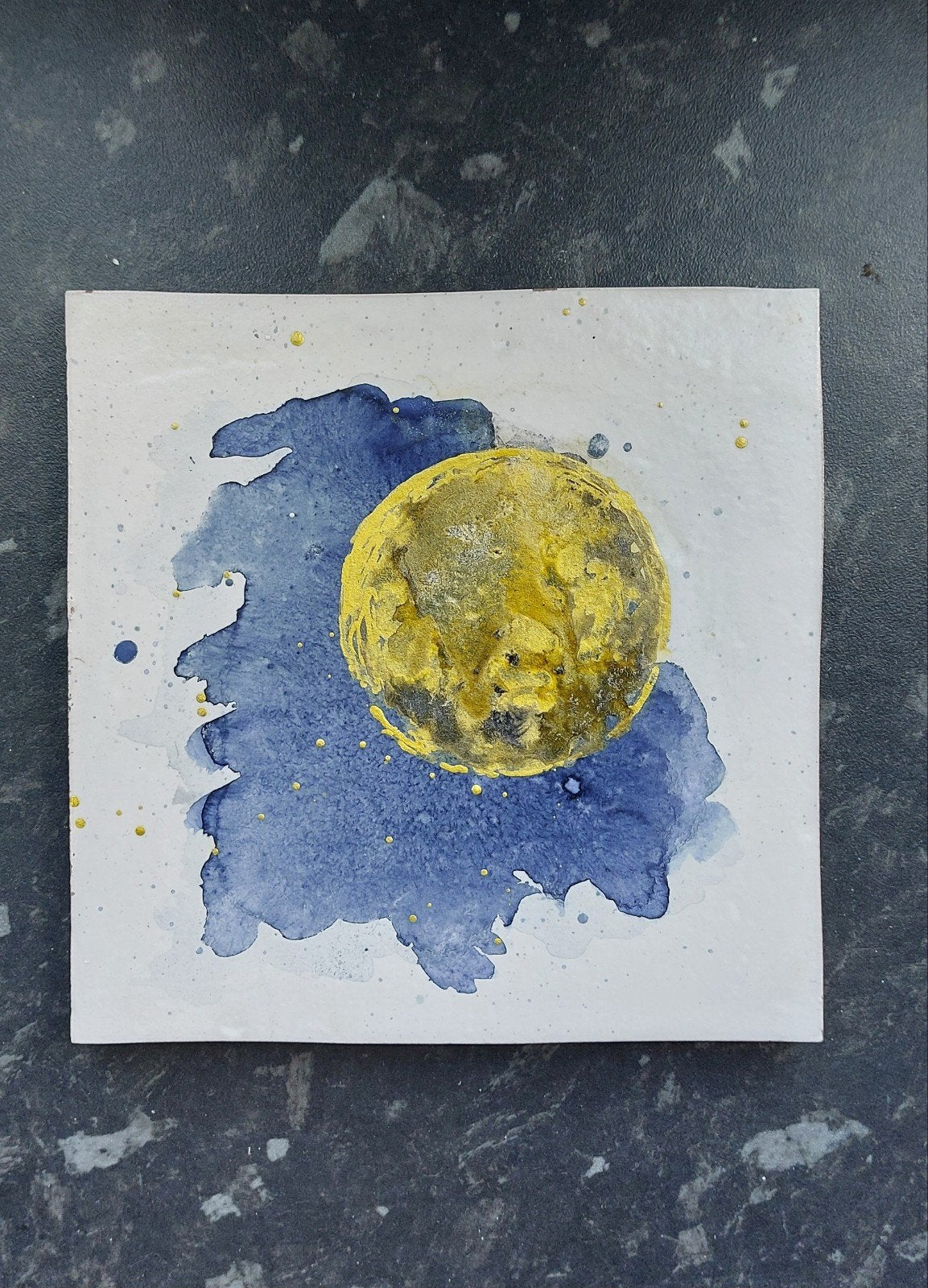 Handbeschilderd tegeltje volle Maan goud🌕, Ophalen of Verzenden