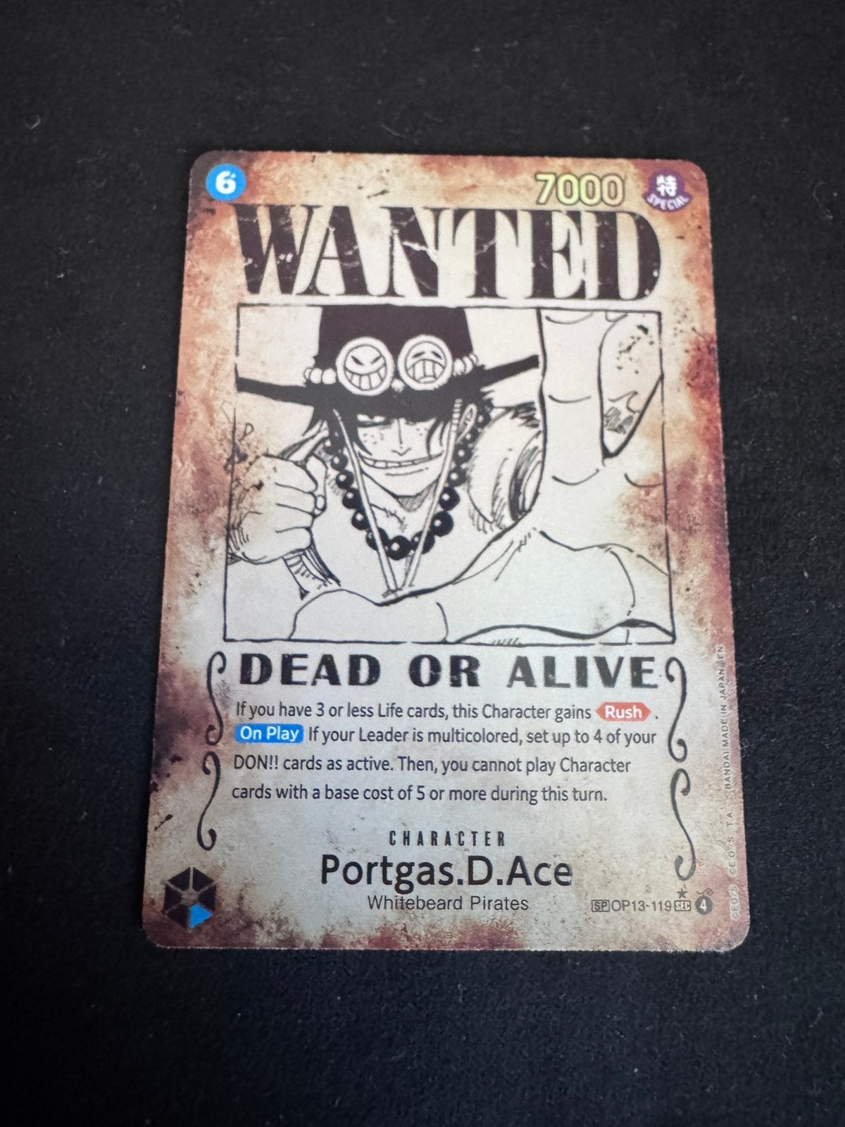 Op13-119 Engelse Portgas D Ace Wanted Poster misprint, Ophalen of Verzenden, Zo goed als nieuw