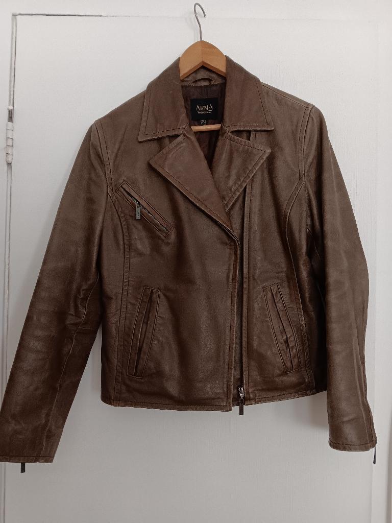 Vintage Arma leren damesjasje bruin, Ophalen, Bruin, Jasje, Maat 36 (S)