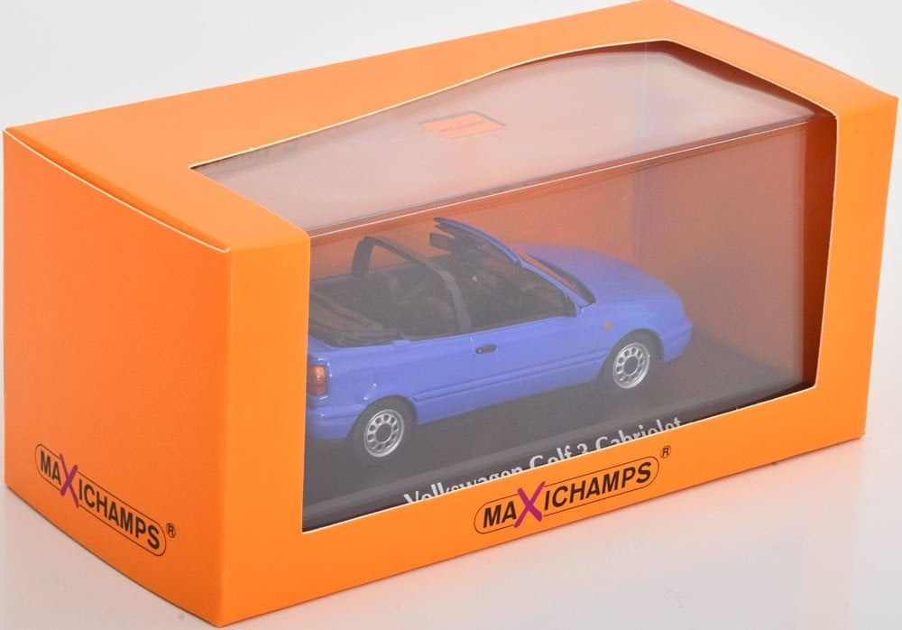 Maxichamps 1:43 Volkswagen Golf 3 Cabriolet 1997 blauw, Hobby en Vrije tijd, -, Nieuw, Ophalen of Verzenden, -
