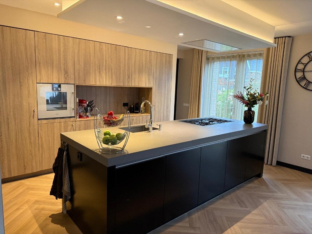 Luxe keuken met kookeiland en Gaggenau apprtn GEDEMONTEERD, Zwart, Overige typen, Ophalen of Verzenden, Zo goed als nieuw