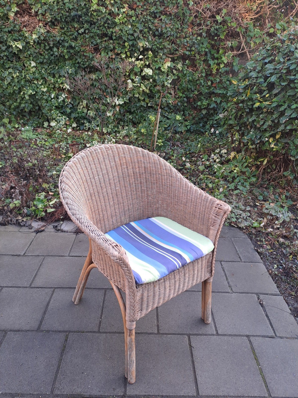 Rotan stoelen met kussens, Huis en Inrichting, Stoelen, Gebruikt, Eén, Riet of Rotan, Stof, Overige kleuren, Ophalen of Verzenden