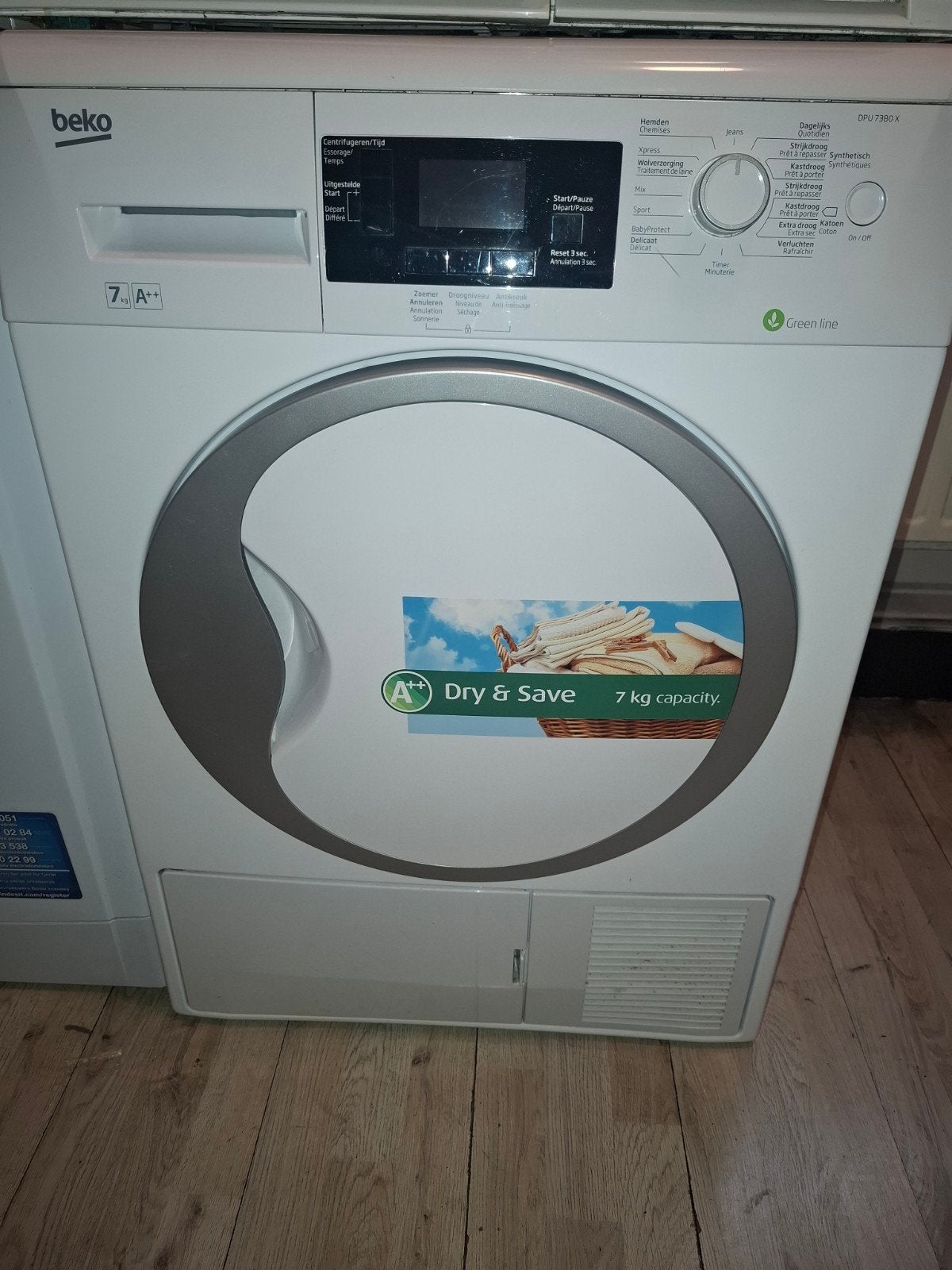 Beko warmtepompdroger 7kg Digitaal A++, Witgoed en Apparatuur, Wasdrogers, Ophalen, 6 tot 8 kg, Zo goed als nieuw, 85 tot 90 cm