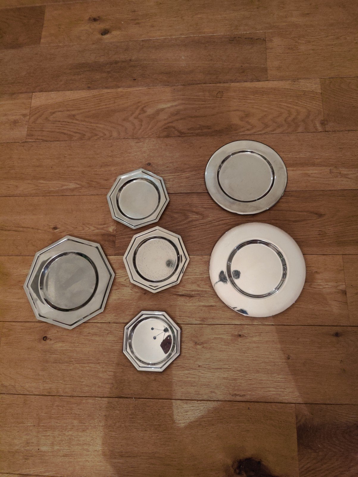 Set van diverse zilveren bordjes, sommige gemerkt, Antiek en Kunst, Ophalen of Verzenden