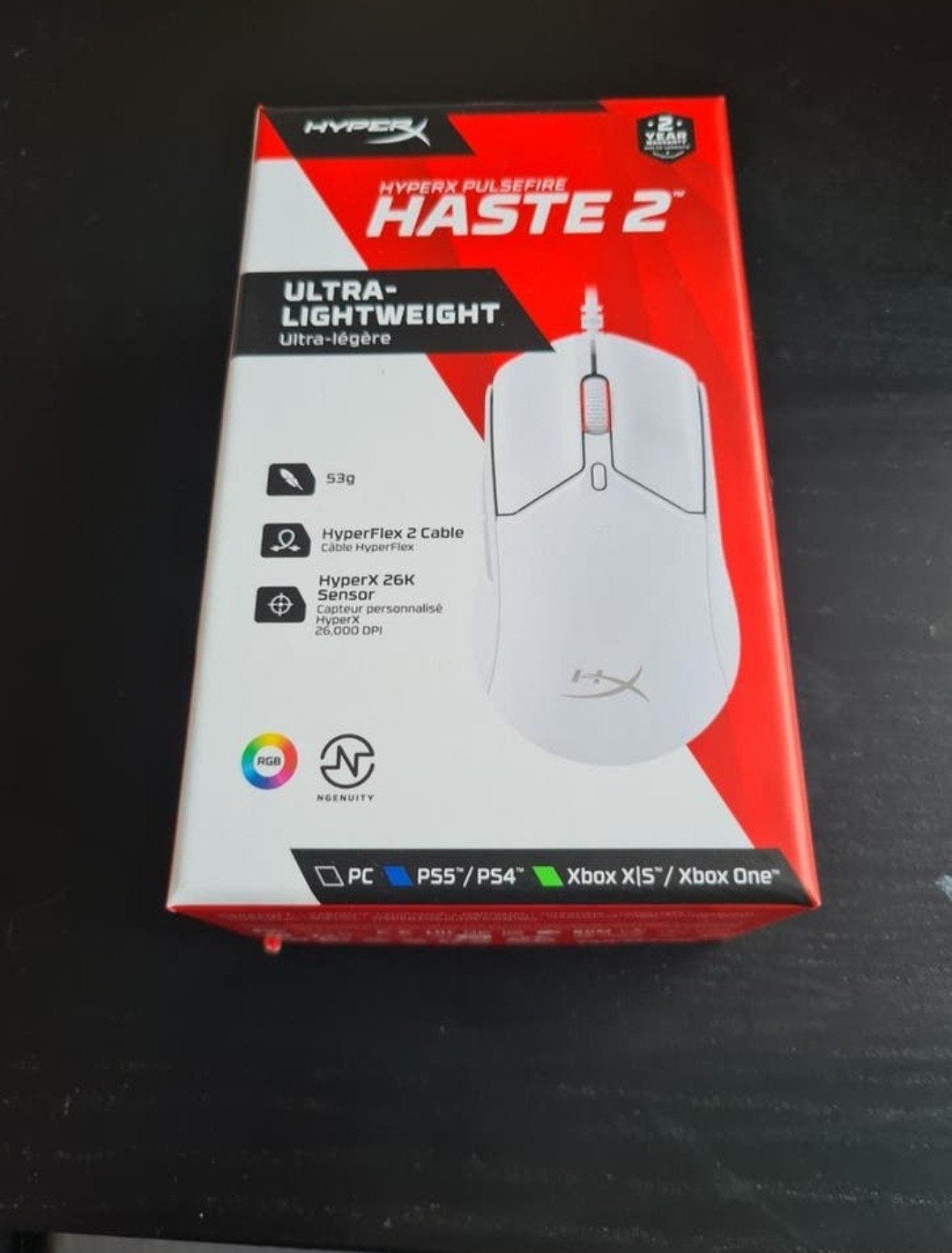HyperX Pulsefire Haste 2 Gaming Muis - Wit, Bedraad, Rechtshandig, Gaming muis, Ophalen of Verzenden, Zo goed als nieuw